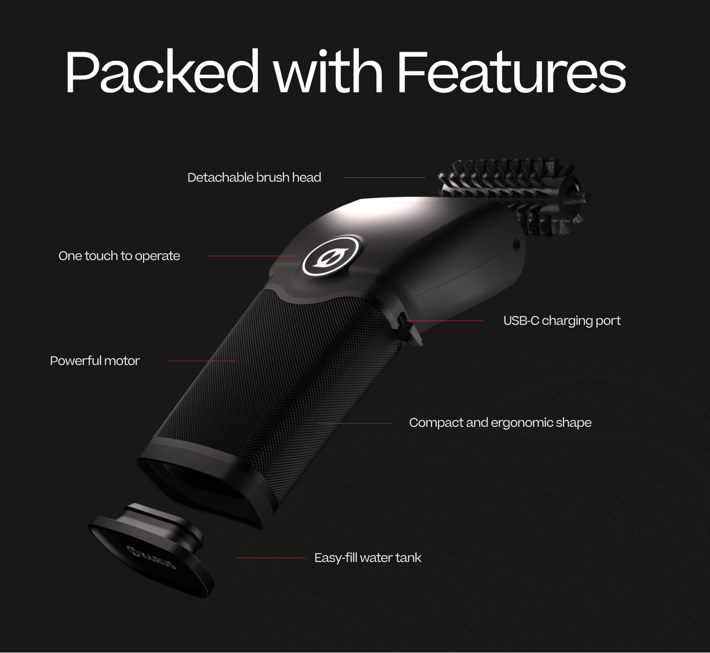 Golf club cleaner showing features